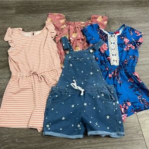 Lot of 4 used rompers size 10. See tags for brands.
